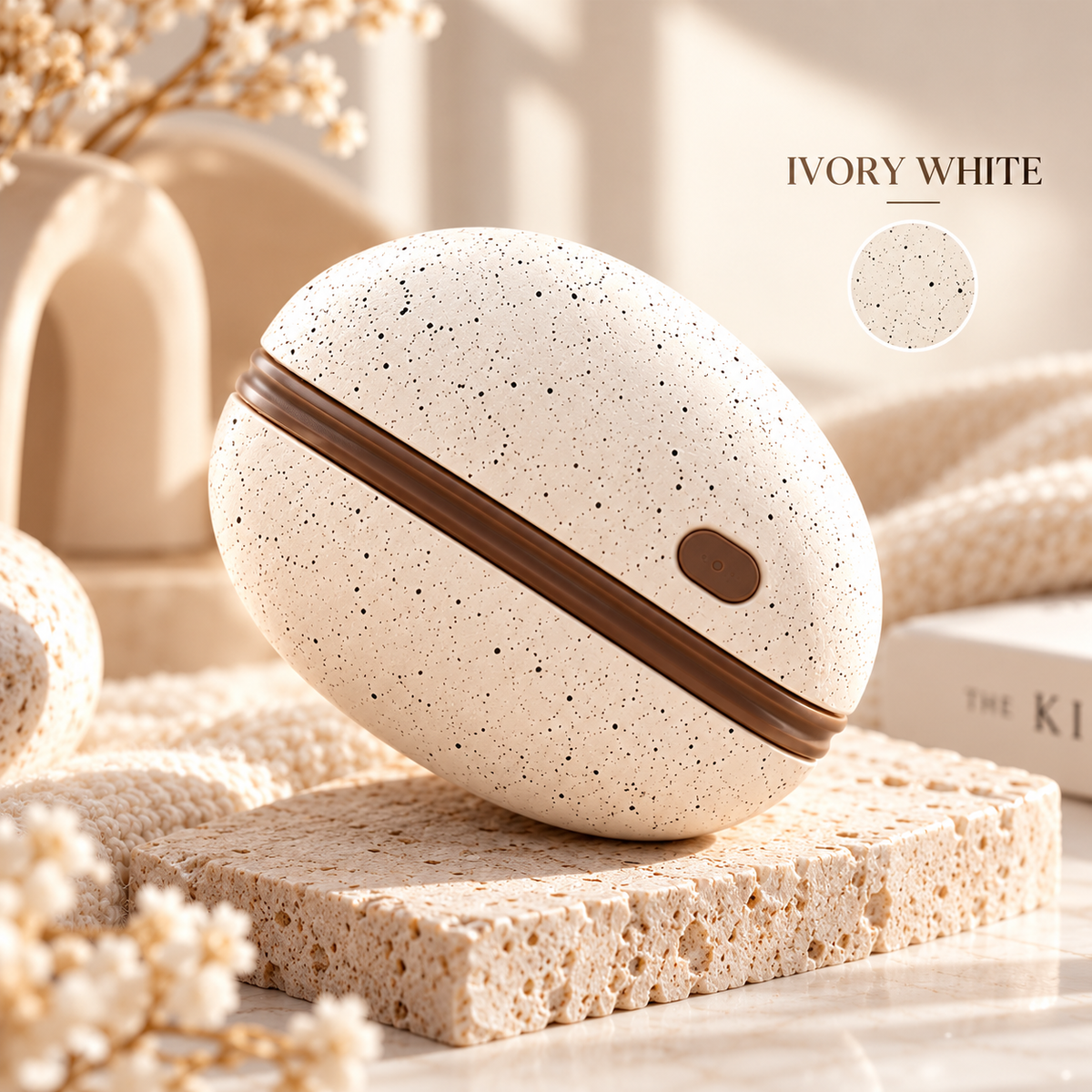 WarmPebble magnetic rechargeable hand warmer in Vanilla White